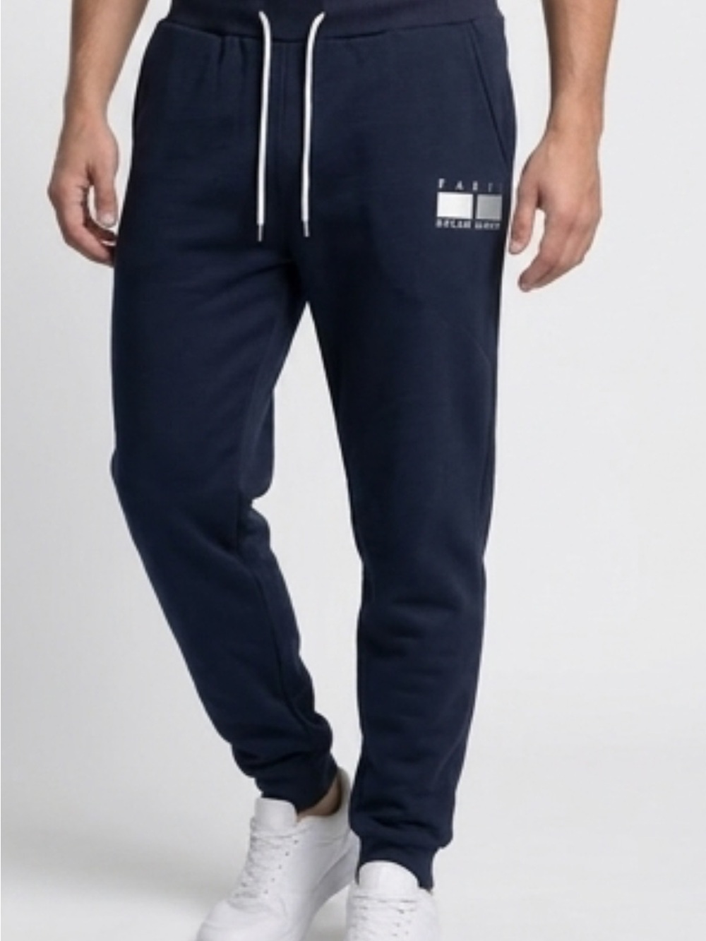 NFINITY Navy Slim Tapered Joggers with Drawstring